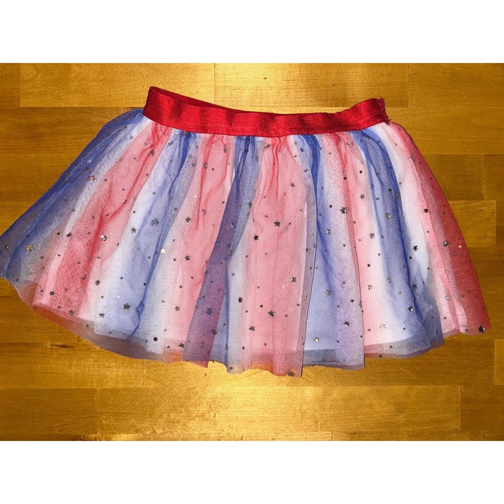 Red, white, and Blue patriotic toddler girl tulle skirt size 4-5